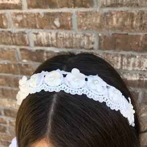 White Lace and Flower Headband